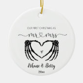 Onze eerste kerst getrouwde Ornament Mr&Mrs Heart (Voorkant)