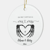 Onze eerste kerst getrouwde Ornament Mr&Mrs Heart (Links)