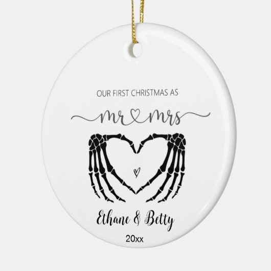 Onze eerste kerst getrouwde Ornament Mr&Mrs Heart (Links)