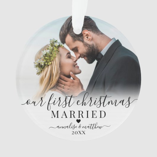 Onze eerste kerst getrouwde paar 2 foto ornament (voorkant)