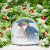 Onze eerste Kerst Getrouwde Trouwfoto's Custom Sneeuwbol (Kerstmis)