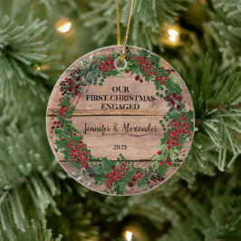 Onze eerste kerst ging over bosbessen keramisch ornament
