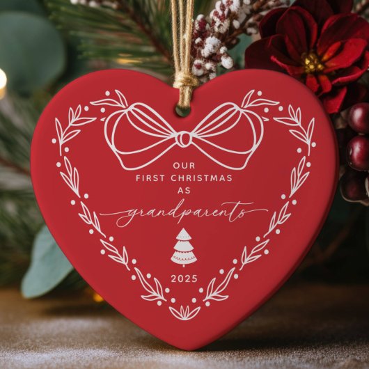 Onze eerste kerst grootouder keramisch ornament