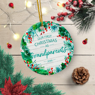 Onze eerste kerst grootouders 2020 krans keramisch ornament