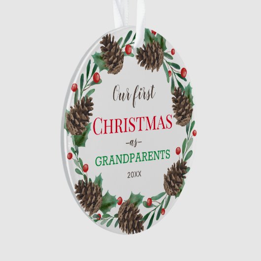 Onze eerste kerst | Grootouders | Pine Wreath Ornament (voorkant)