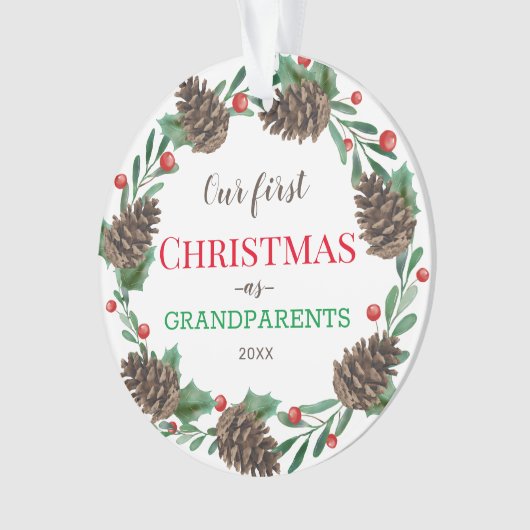 Onze eerste kerst | Grootouders | Pine Wreath Ornament (voorkant)