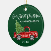 Onze eerste kerst grootouders Truck FOTO GROEN Keramisch Ornament (Links)