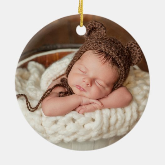 Onze eerste kerst grootouders Truck FOTO GROEN Keramisch Ornament (Achterkant)