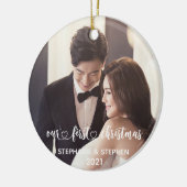 Onze Eerste Kerst Hart Handgeschreven Foto Keramisch Ornament (Links)