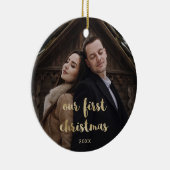 Onze eerste kerst | Het gouden manuscript van de F Keramisch Ornament (Rechts)