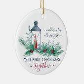 Onze eerste kerst Holly en Candlelit Lantern Keramisch Ornament (Rechts)