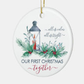 Onze eerste kerst Holly en Candlelit Lantern Keramisch Ornament (Links)