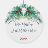 Onze eerste kerst Holly en Candlelit Lantern Keramisch Ornament (Achterkant)