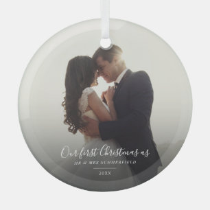 Onze eerste kerst Huwelijksfoto Aandenken Vakantie Glas Ornament