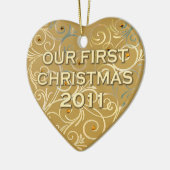 Onze eerste kerst in 2011 keramisch ornament (Links)