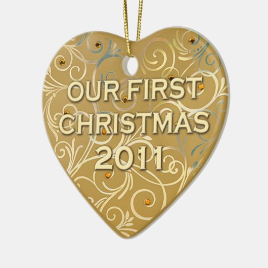 Onze eerste kerst in 2011 keramisch ornament (Links)