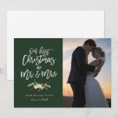 Onze eerste kerst in de Green Holiday-fotokaart Feestdagenkaart (Voorkant / Achterkant)