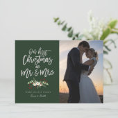 Onze eerste kerst in de Green Holiday-fotokaart Feestdagenkaart (Staand voorkant)