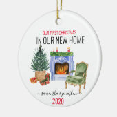 Onze eerste kerst in de nieuwe thuisWaterverf Keramisch Ornament (Links)