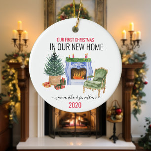 Onze eerste kerst in de nieuwe thuisWaterverf Keramisch Ornament