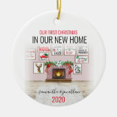 Onze eerste kerst in de nieuwe thuisWaterverf Keramisch Ornament (Voorkant)