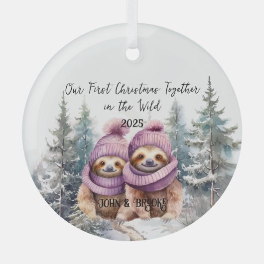 Onze eerste kerst in het Wilde Passen getrouwd Orn Glas Ornament (Voorkant)