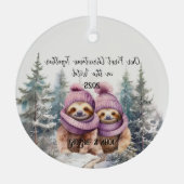 Onze eerste kerst in het Wilde Passen getrouwd Orn Glas Ornament (Achterkant)