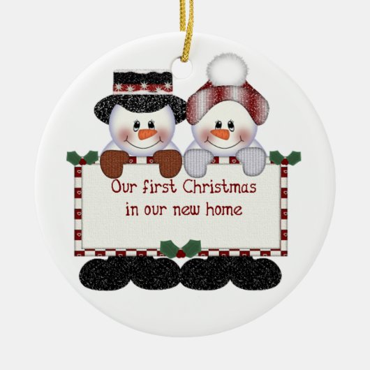 Onze eerste kerst in ons nieuwe huis keramisch ornament (Voorkant)