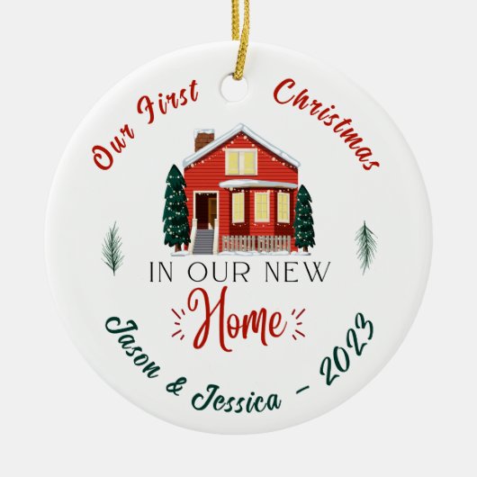 Onze eerste kerst in ons nieuwe huis keramisch ornament (Voorkant)