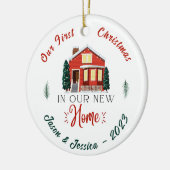 Onze eerste kerst in ons nieuwe huis keramisch ornament (Links)