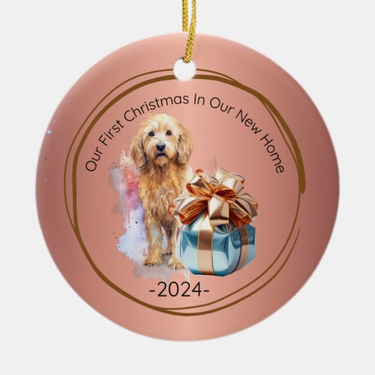 Onze eerste kerst in ons nieuwe huis keramisch ornament (Voorkant)