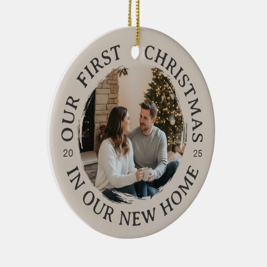 Onze eerste kerst in ons nieuwe huis keramisch ornament (Rechts)