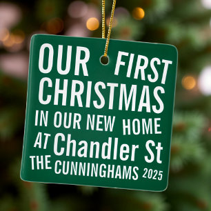 Onze eerste kerst in ons nieuwe huis Modern Bold Keramisch Ornament