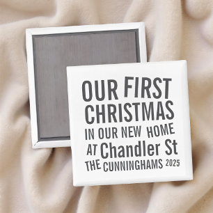 Onze eerste kerst in ons nieuwe huis Modern Bold Magneet