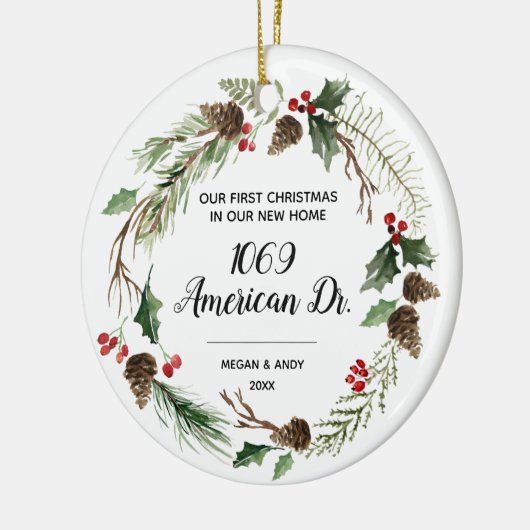 Onze eerste kerst in ons nieuwe kerst thuis keramisch ornament (Links)