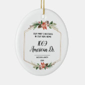 Onze eerste kerst in ons nieuwe kerst thuis keramisch ornament (Rechts)