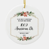 Onze eerste kerst in ons nieuwe kerst thuis keramisch ornament (Voorkant)