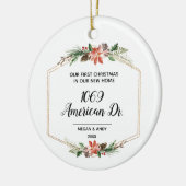Onze eerste kerst in ons nieuwe kerst thuis keramisch ornament (Links)