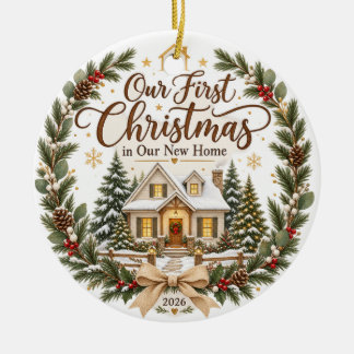 Onze Eerste Kerst in Ons Nieuwe Thuis 2026 Ornamen Keramisch Ornament