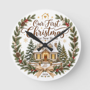 Onze Eerste Kerst in Ons Nieuwe Thuis 2026 Ornamen Ronde Klok