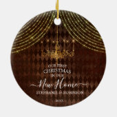 Onze eerste kerst in ons nieuwe thuisland keramisch ornament (Achterkant)