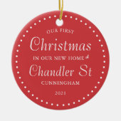 Onze eerste kerst in ons nieuwe thuissysteem keramisch ornament (Voorkant)