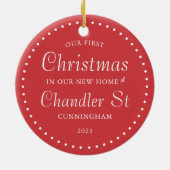 Onze eerste kerst in ons nieuwe thuissysteem keramisch ornament (Achterkant)