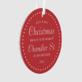 Onze eerste kerst in ons nieuwe thuissysteem ornament (voorkant)