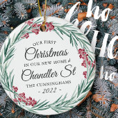 Onze eerste kerst in onze New Home Holiday Wreate Keramisch Ornament