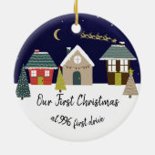 onze eerste kerst in onze nieuwe huisstraat keramisch ornament (Achterkant)