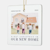 Onze eerste kerst in onze nieuwe moderne thuisarch keramisch ornament (Links)