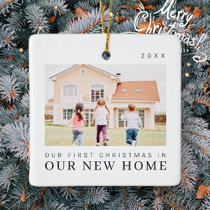 Onze eerste kerst in onze nieuwe moderne thuisarch keramisch ornament