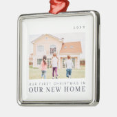 Onze eerste kerst in onze nieuwe moderne thuisarch metalen ornament (Links)