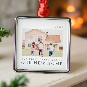 Onze eerste kerst in onze nieuwe moderne thuisarch metalen ornament